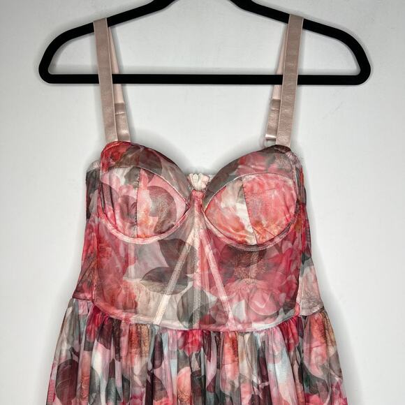 Beulah Corset Floral Mesh Midi Dress Size Large - Picture 7 of 9